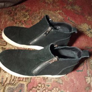 Steve Madden Black Suede Wedgie Wedge Leather Shoes